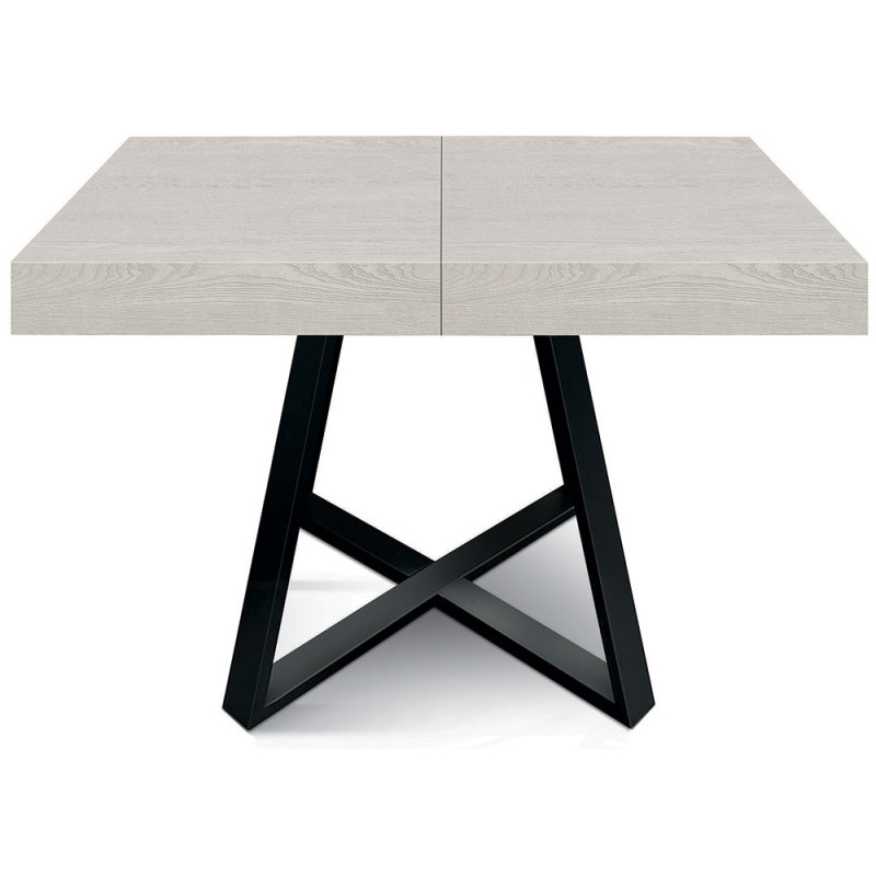 2317  Tavolo con base in metallo, piano allungabile rovere, cemento, o bianco