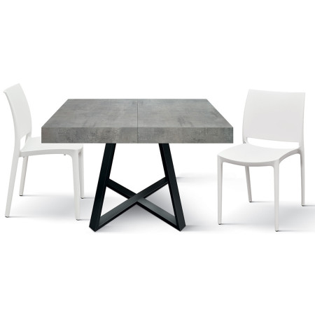 2317  Tavolo con base in metallo, piano allungabile rovere, cemento, o bianco