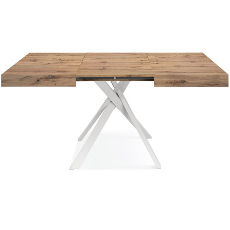 2319  Black or white metal table base, durmast wood extending top