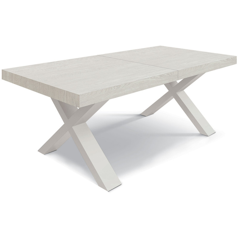 2323  Tavolo con base bianca in MDF, piano allungabile grigio, bianco o rovere