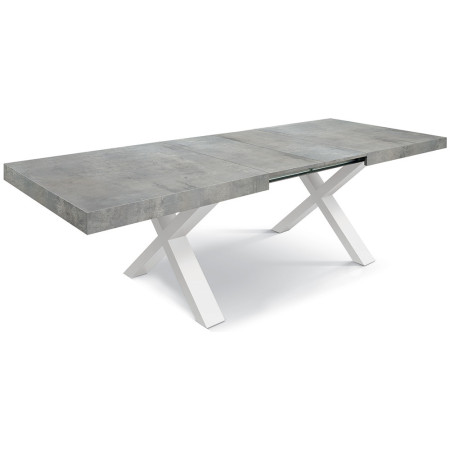 2323  Tavolo con base bianca in MDF, piano allungabile grigio, bianco o rovere