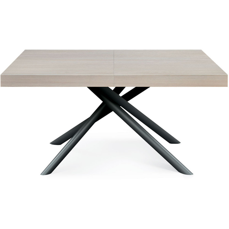 2326  Black or white metal table base, grey extending top