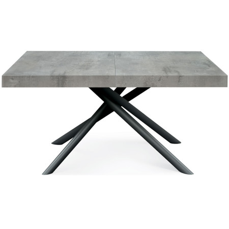 2327  Tavolo con base nera o bianca in metallo, piano allungabile grigio cemento
