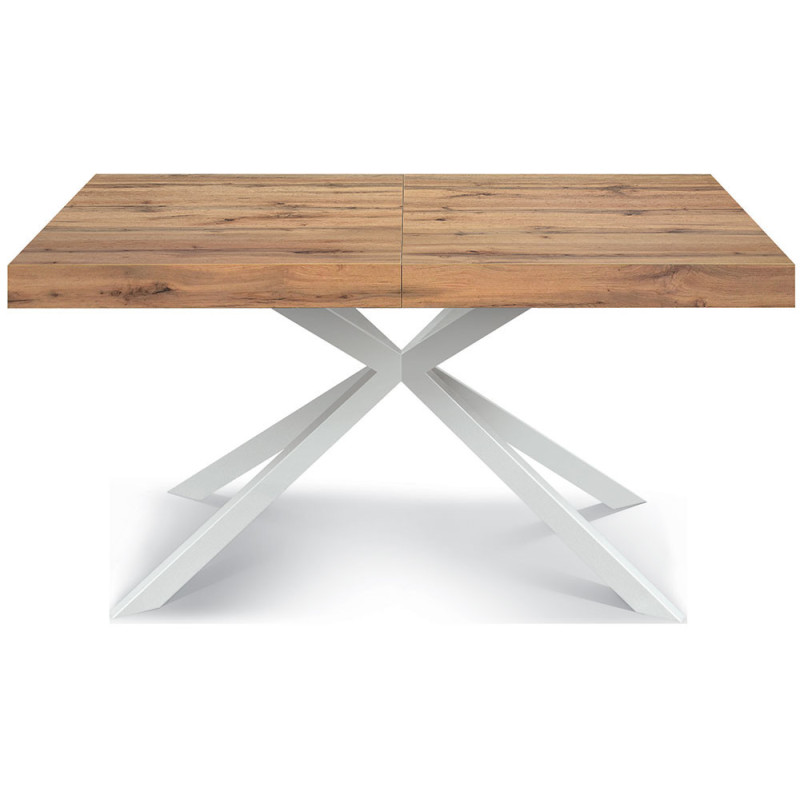 2329  Black or white metal table base, durmast extending top