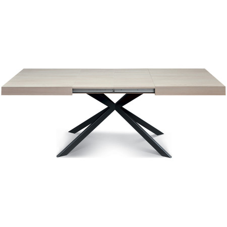 2330  Black or white metal table base, grey elm extending top