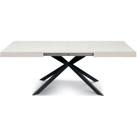 2332  Black or white metal table base, white melamine extending top
