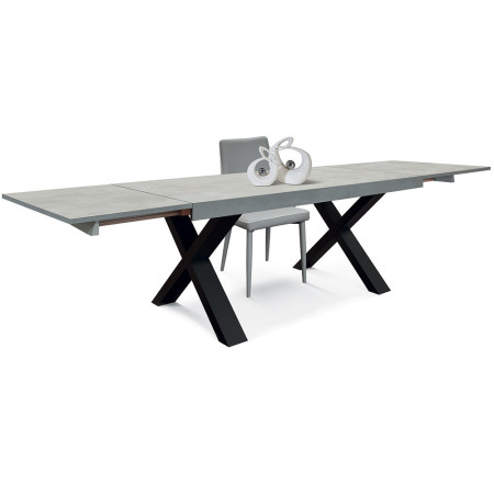 2340  Tavolo con base nera in MDF, piano grigio cemento