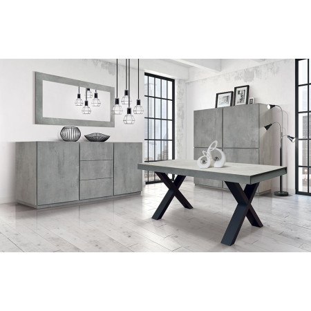 2340  Black MDF table base, cement grey extending top