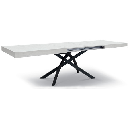 2341  Metal table base, oxidized steel, cement grey, or white ash wood extending top