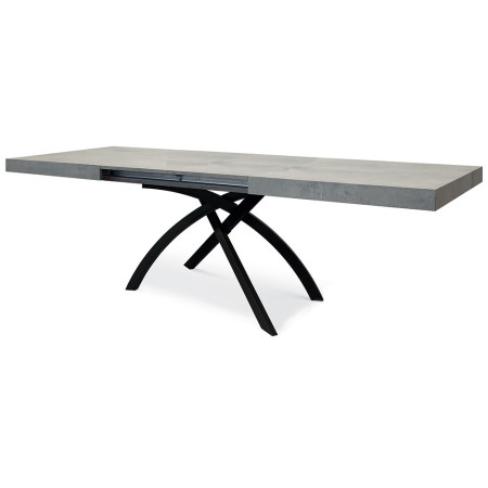 2341  Metal table base, oxidized steel, cement grey, or white ash wood extending top