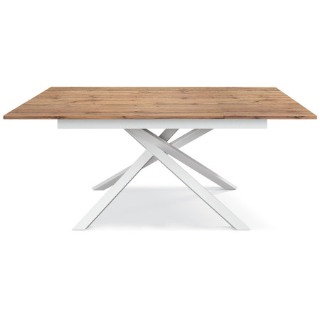 2344  White or black metal table base, durmast wood extending top
