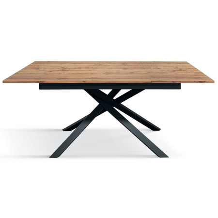 2344  White or black metal table base, durmast wood extending top
