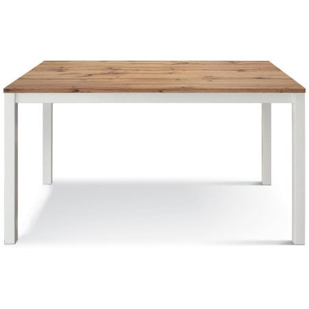 2347  White or black metal table base, durmast wood extending top