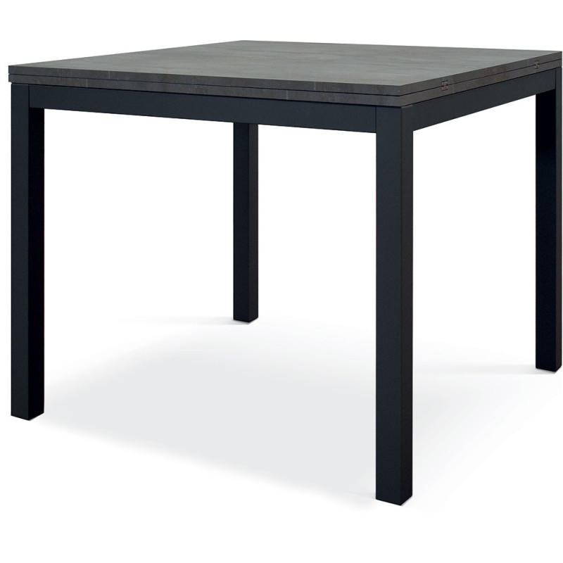 2352 Folding or extending table with metal base, oxidized steel top