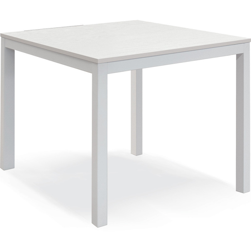 2355  Tavolo a libro o allungabile con base in metallo, piano bianco