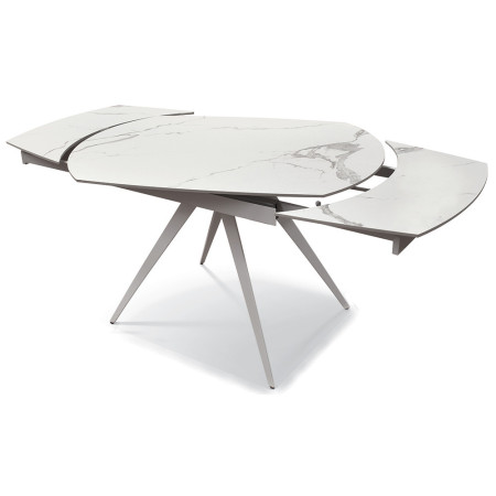 2356  Extending table with metal table base, rotating white ceramic top