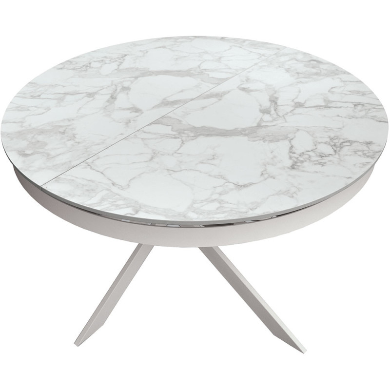2357  Extending table with metal table base, white ceramic top