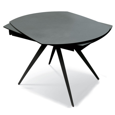2358  Extending table with metal table base, graphite grey ceramic rotating top