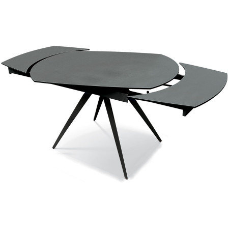 2358  Extending table with metal table base, graphite grey ceramic rotating top