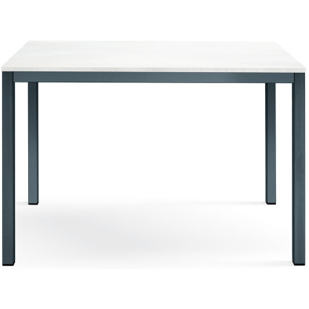 2363  Tavolo con base antracite in metallo, piano fisso bianco, grigio, o rovere