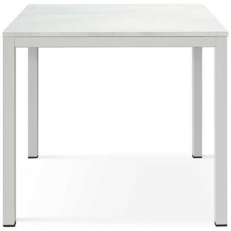 2366  Tavolo con base bianca in metallo, piano fisso bianco, grigio, o rovere