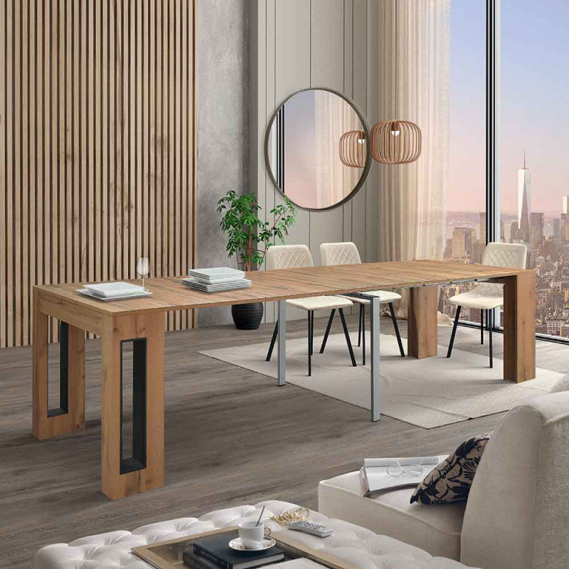 2369  White, cement, grey elm, or durmast wood finished extending console-table