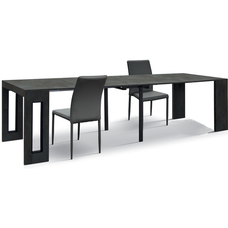 2371  Oxidized steel melamine finished extending console-table
