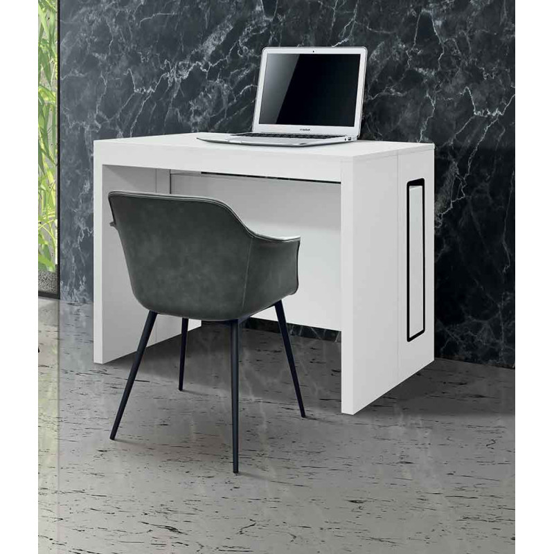 2373  Tavolo allungabile-consolle in melaminico frassino bianco