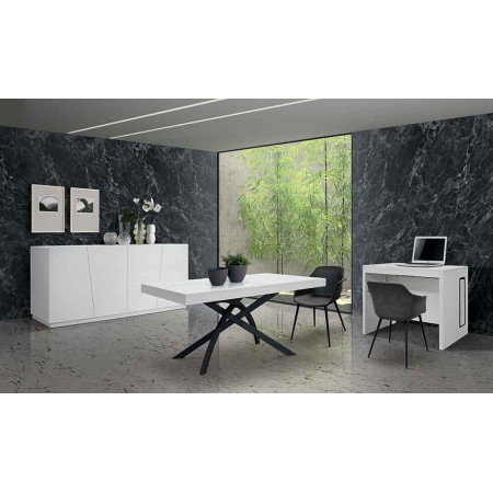 2373  White ash wood melamine finished extending console-table