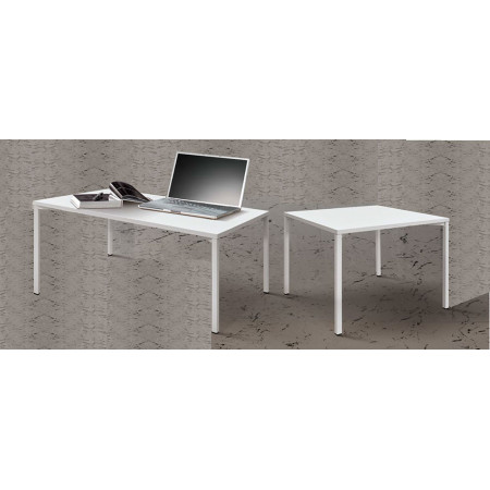 2375  Tavolino con base in metallo e piano in melaminico frassino bianco