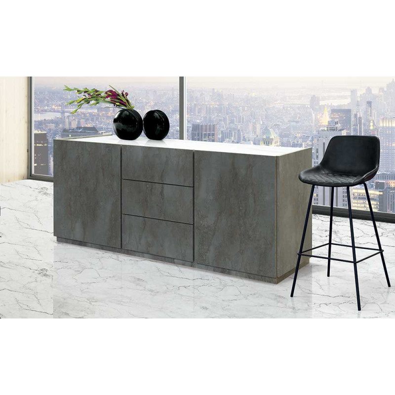 2380  Oxidized steel melamine 2 doors + 3 drawers sideboard furniture