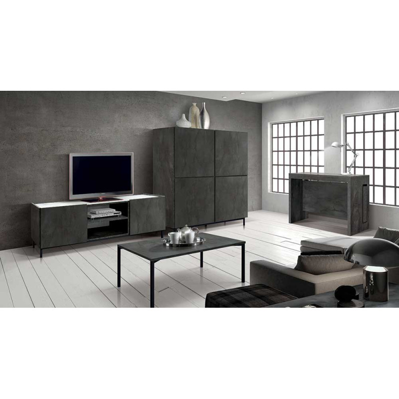 2385  Oxidized steel melamine 4 doors wardrobe furniture