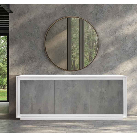 2388  Mobile credenza con 2 o 3 ante bicolore bianco/grigio cemento