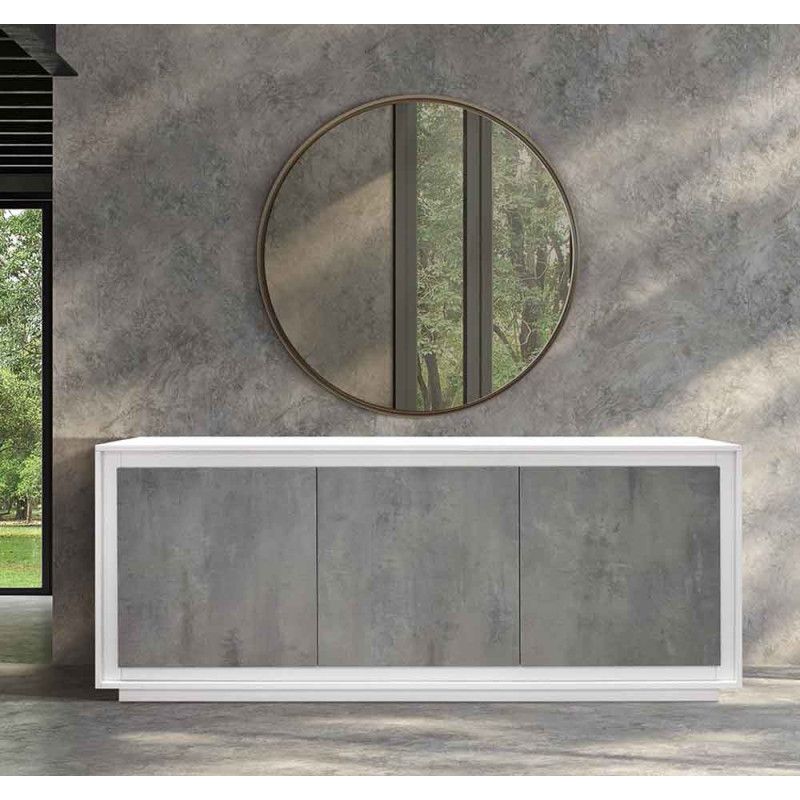 2388  Mobile credenza con 2 o 3 ante bicolore bianco/grigio cemento