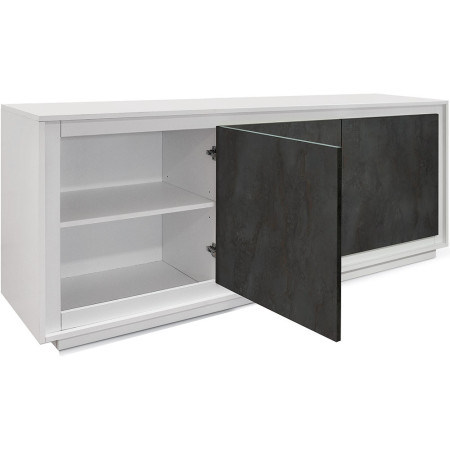 2389  Mobile credenza con 2 o 3 ante bicolore bianco/acciaio ossidato