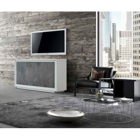 2389  Two tone white-oxidized steel sideboard furniture with 2 or 3 doors