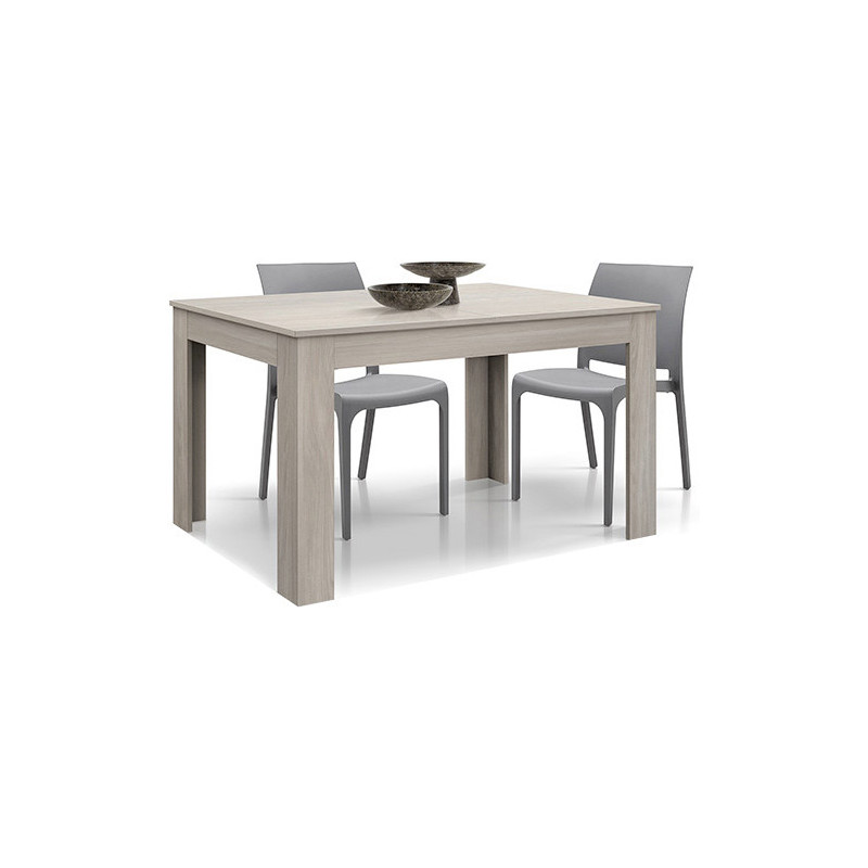 2398  Beech table base, grey elm wood veneered extending top