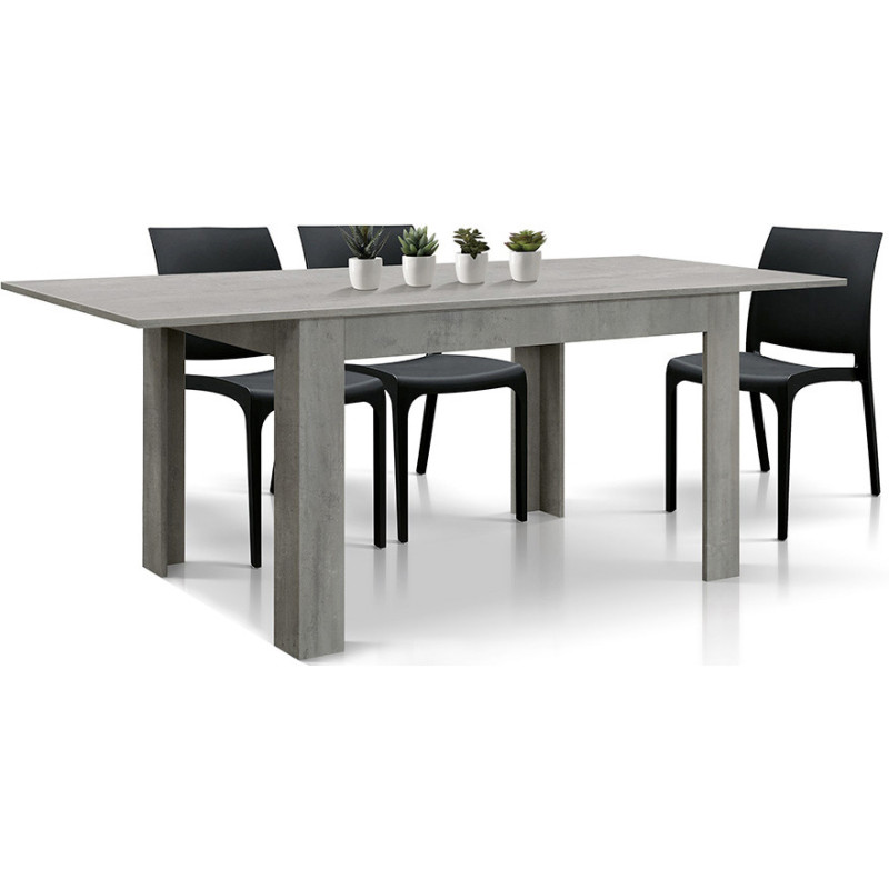 2399  Beech table base, cement grey veneered extending top
