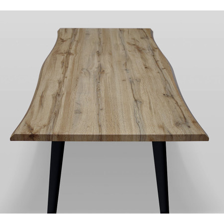 2411  Tavolo fisso con base in metallo, piano in rovere invecchiato