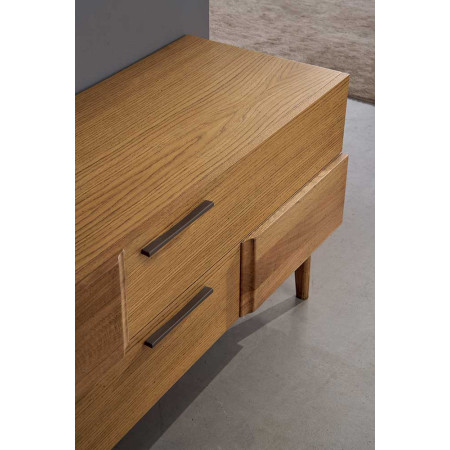 2426  Comò-porta TV 2 cassetti in legno grezzo o finito, finiture a scelta cliente