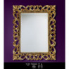 3191 Specchiera in legno decorata a mano in foglia oro o argento o lacca