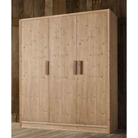 2436  Raw or finished wooden 3 doors wardrobe, finishes to choice