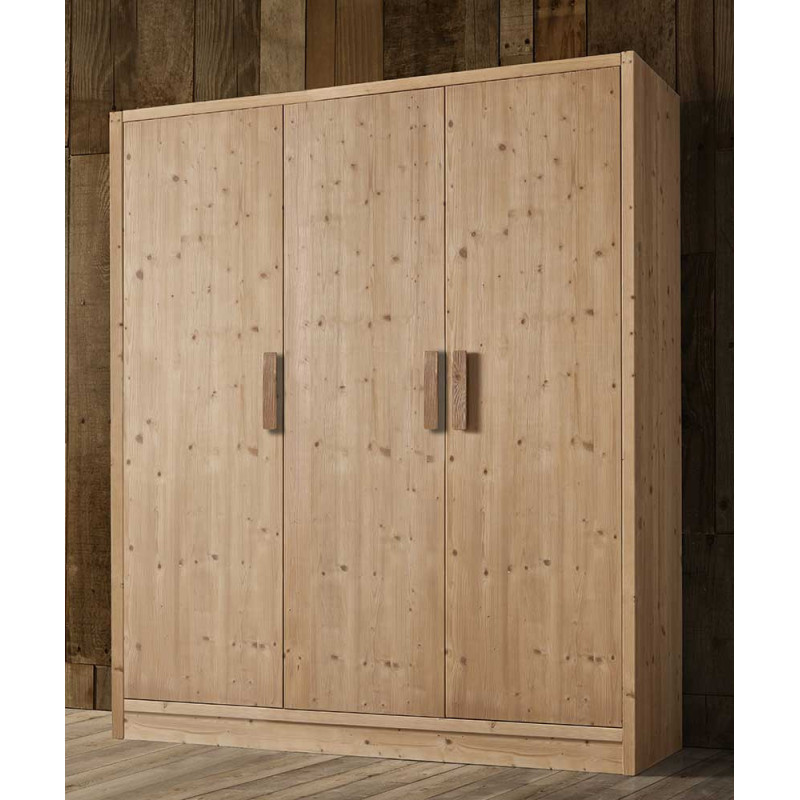 2436  Raw or finished wooden 3 doors wardrobe, finishes to choice