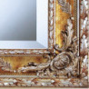 3200 Specchiera in legno + pasta di legno decorata a mano in foglia argento e oro invecchiato