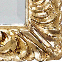 3202 Specchiera in legno + pasta di legno decorata a mano in foglia oro o argento