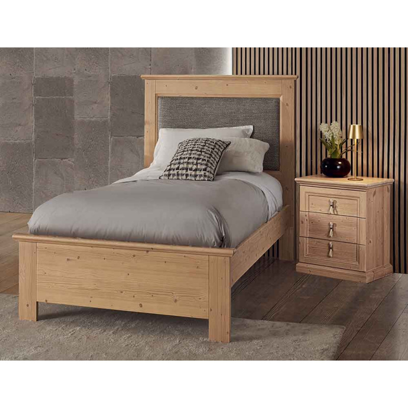 2487  Letto singolo 1 piazza o 1 piazza e mezza in legno grezzo o finito, finiture a scelta cliente