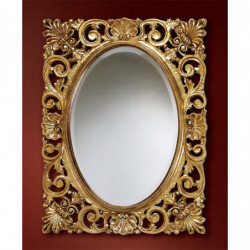 3210 Specchiera in legno + pasta di legno decorata a mano in foglia oro o argento