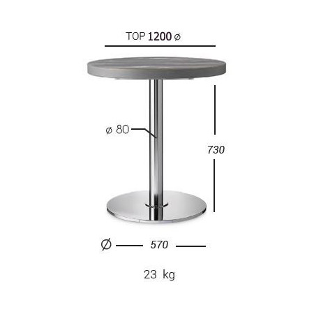 2520  Stainless or black steel table base, top to customer choice