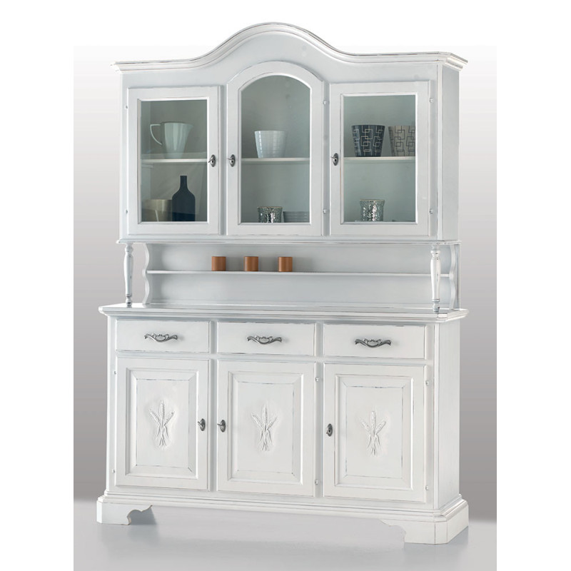 2568  Mobile credenza/vetrina 3 porte in legno grezzo o finito, finiture a scelta cliente