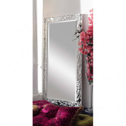 3219 Wooden + wooden paste mirror frame, handmade silver leaf and white lacquer finished